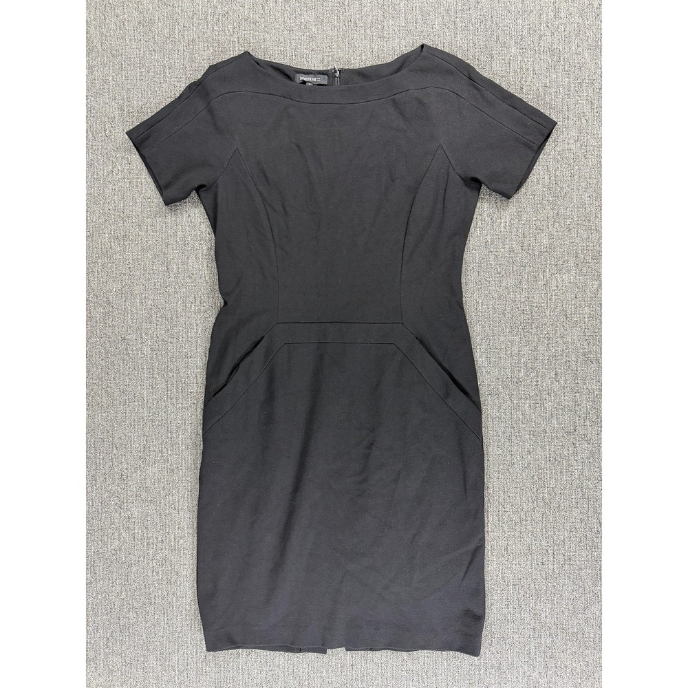 Lafayette 148 New York Dress Womens 8 Black Short Sleeve Stretch Sheath‎ Work